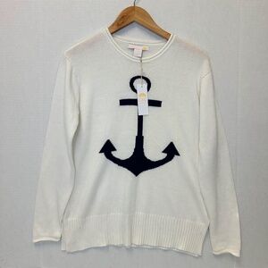 C & C California White Anchor Nautical Sweater size: Small